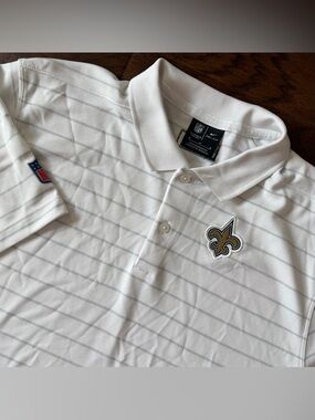 Nike NFL New Orleans Saints Dri Fit On Field Apparel Polo Shirt Med Golf White